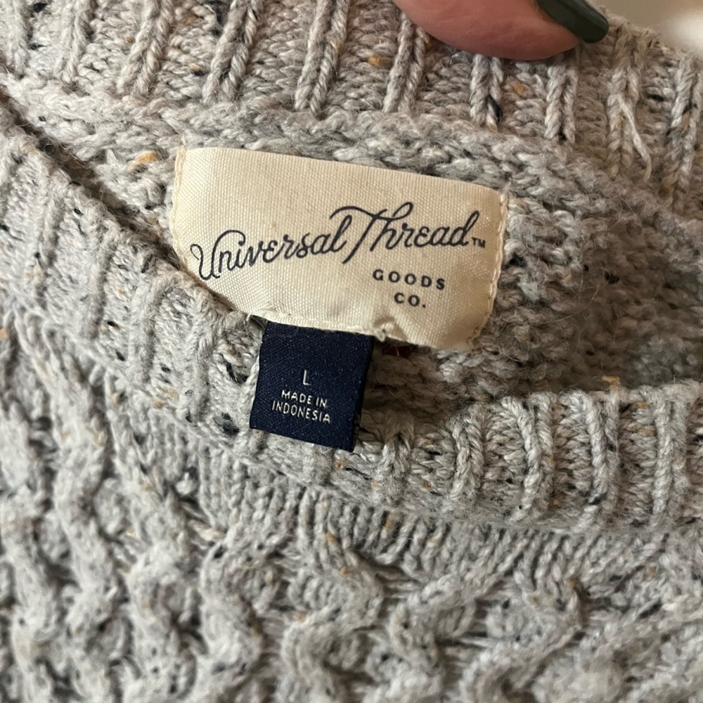 Vintage Women's Cable Knit Sweater - size L gray - Picture 4 of 5